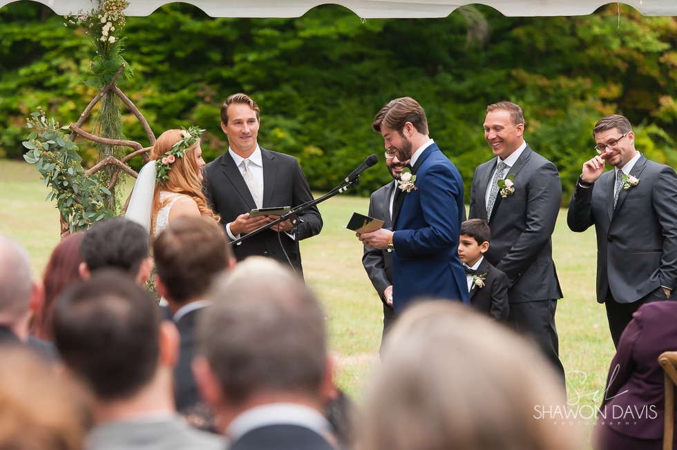 Stonover Farm wedding photo of groom reading his vows