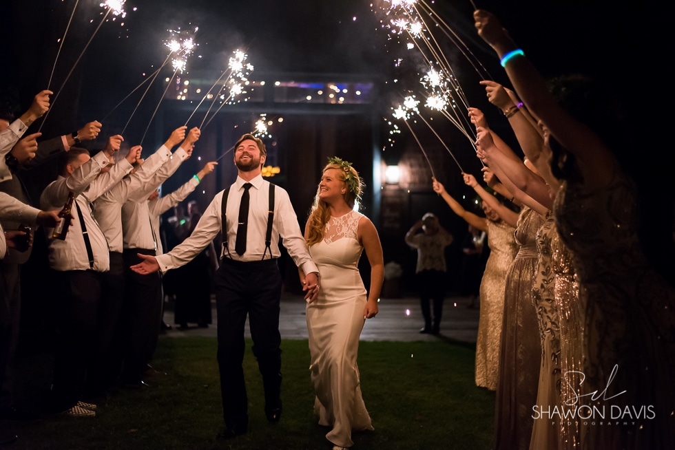 Stonover farm wedding photos with sparkler exit