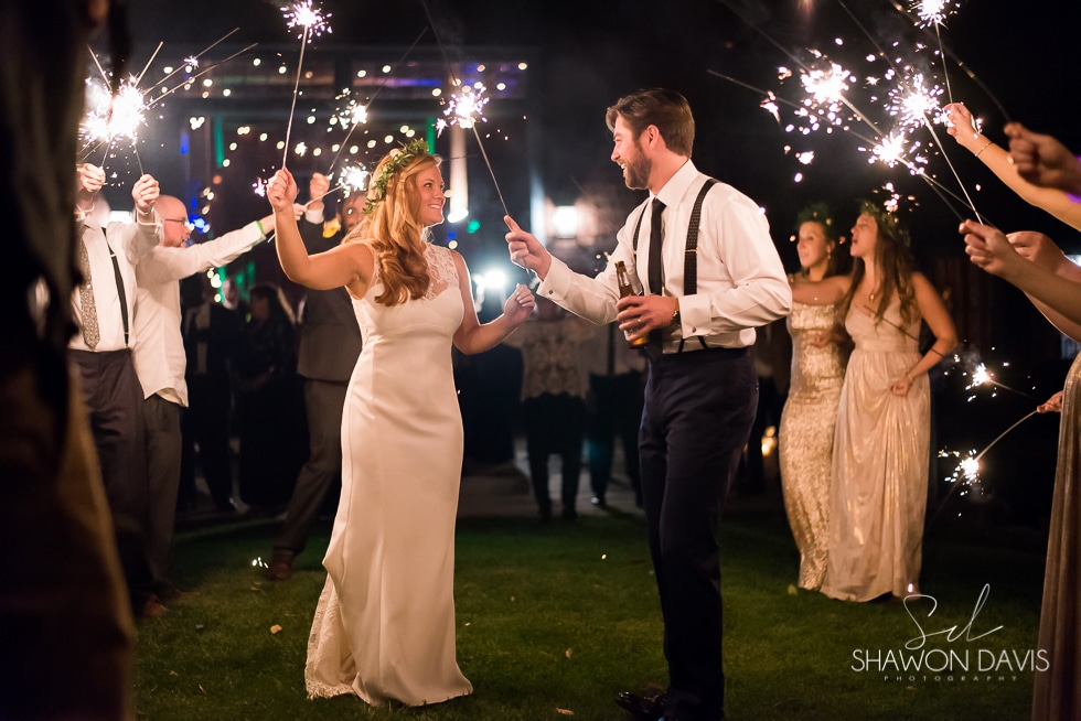 Stonover Farm fall wedding reception sparkler photos