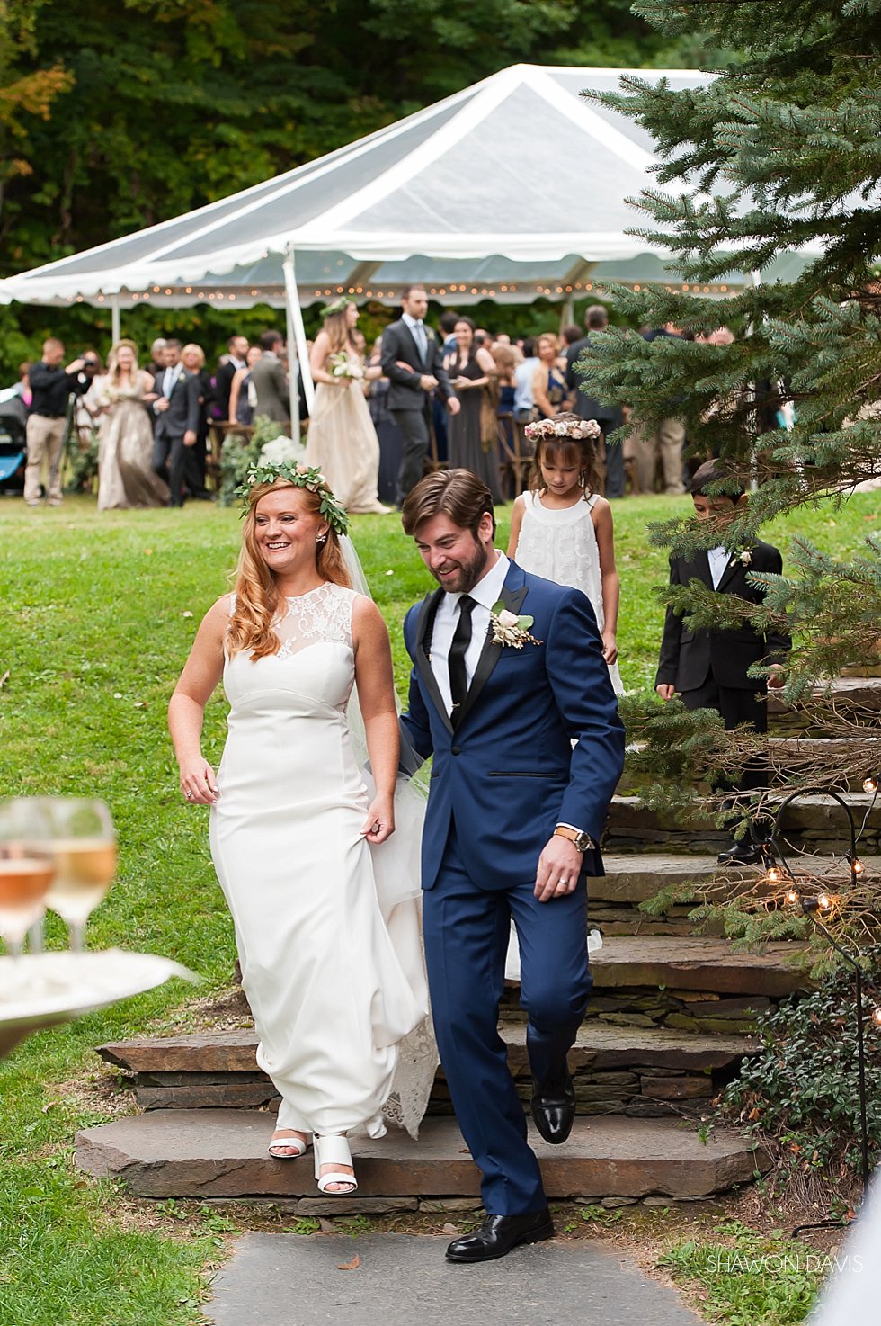 Stonover Farm wedding photo of bride and groom exit