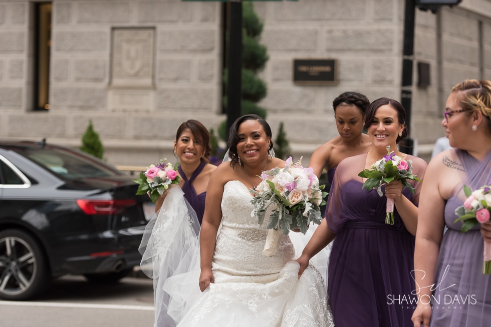 Langham Boston Hotel bride and bridesmaids wedding photos