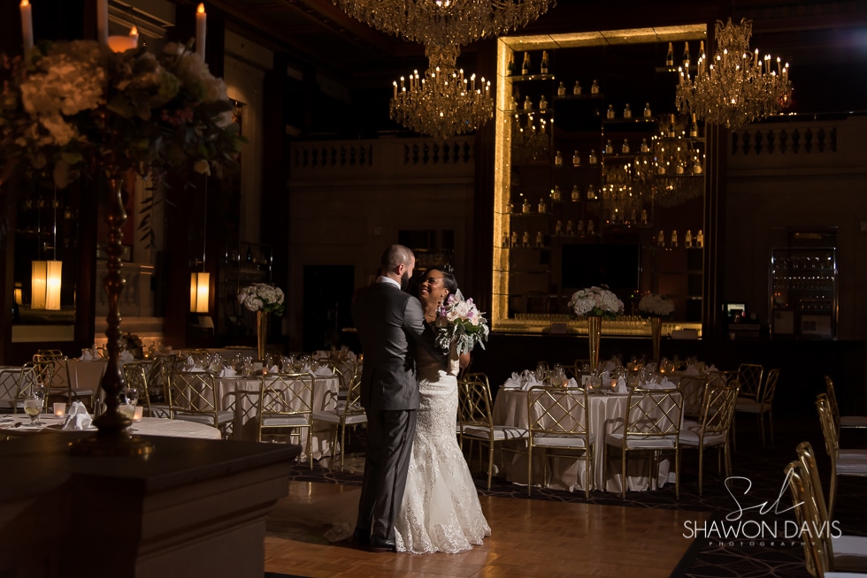 Langham Boston Hotel romantic bride and groom wedding reception photos
