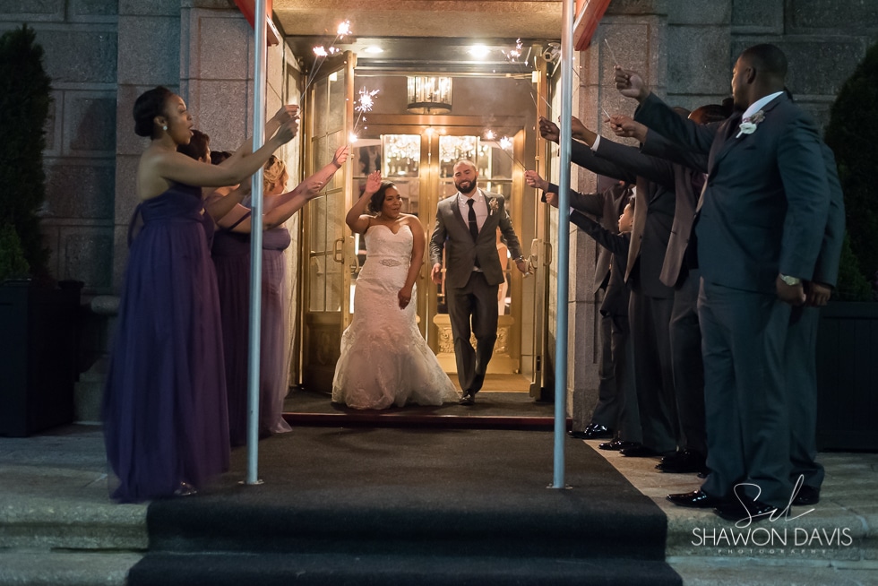 Langham Boston Hotel sparkler exit wedding photo