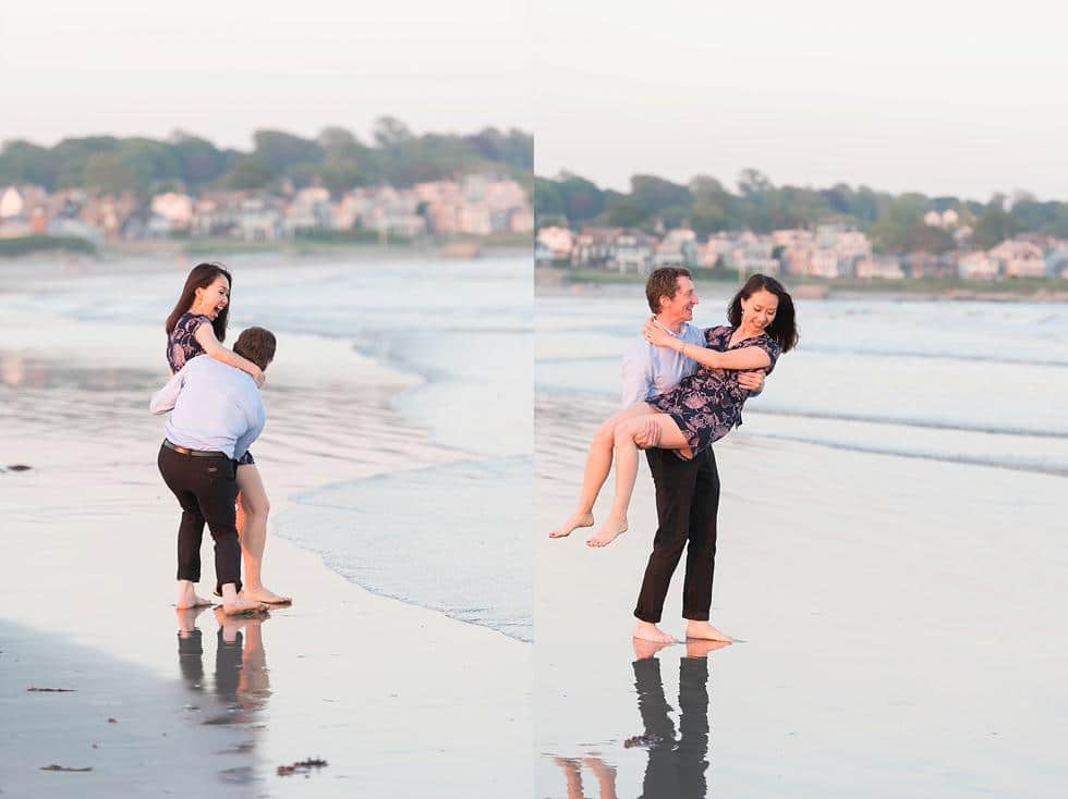 Fun couple Easton’s Beach engagement photos