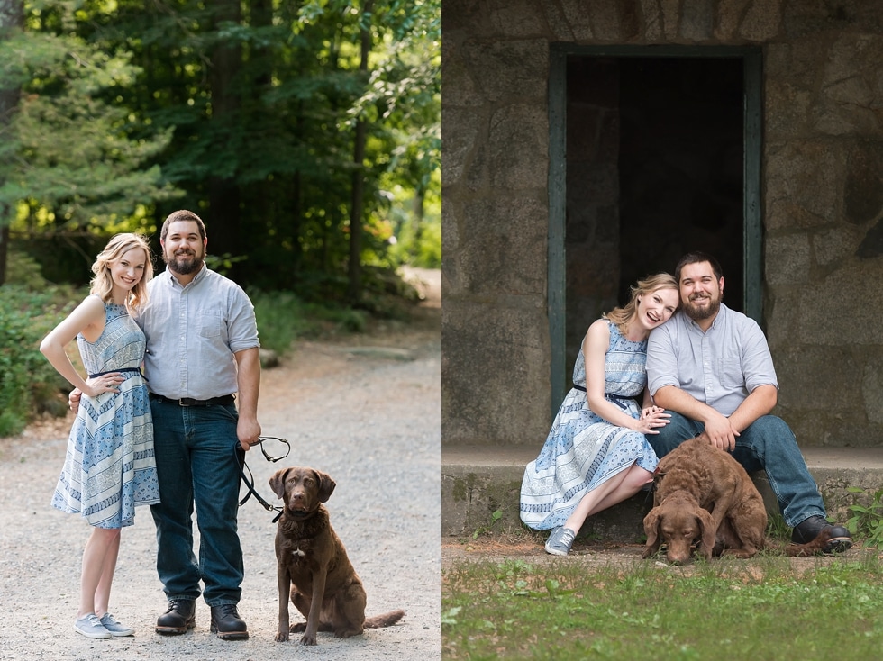 summer engagement photos with dog at borderland state park