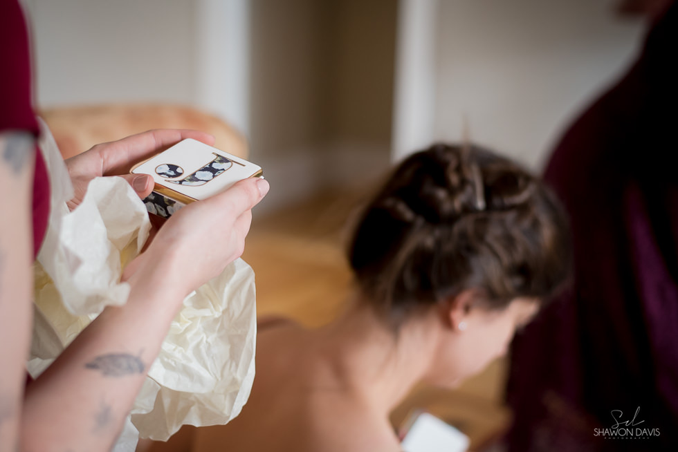 Bride getting ready before the ceremony Greek Orthodox Wedding photographed by Shawon Davis in Newburyport, MA. See more here: https://bit.ly/2PqcKyj