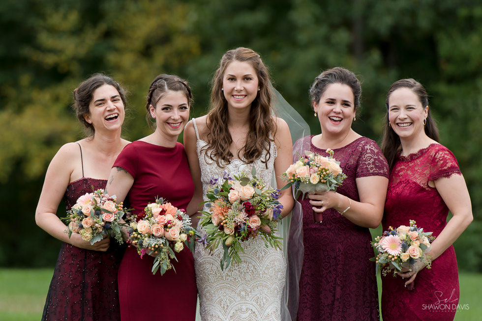 Bride and bridesmaids having fun before the ceremony Greek Orthodox Wedding photographed by Shawon Davis in Newburyport, MA. See more here: https://bit.ly/2PqcKyj