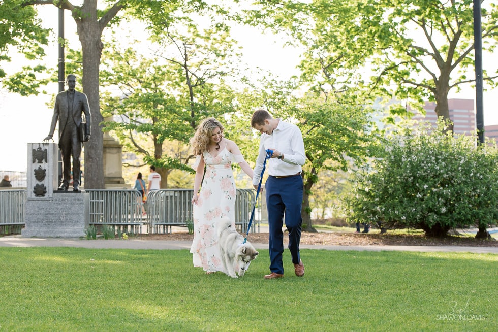 Engagement session at Charles River Esplanade in Boston