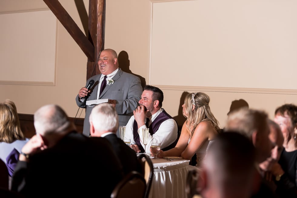 best man giving speech at blissful meadows golf club wedding