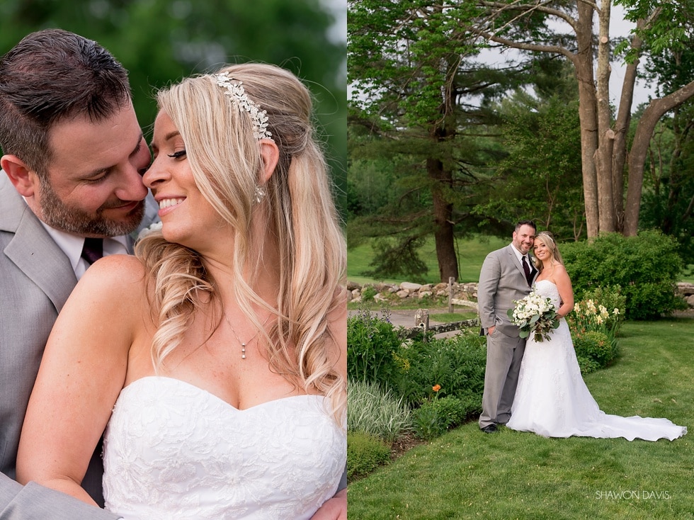 Blissful Meadow wedding photos near the stone wall and ceremony site.