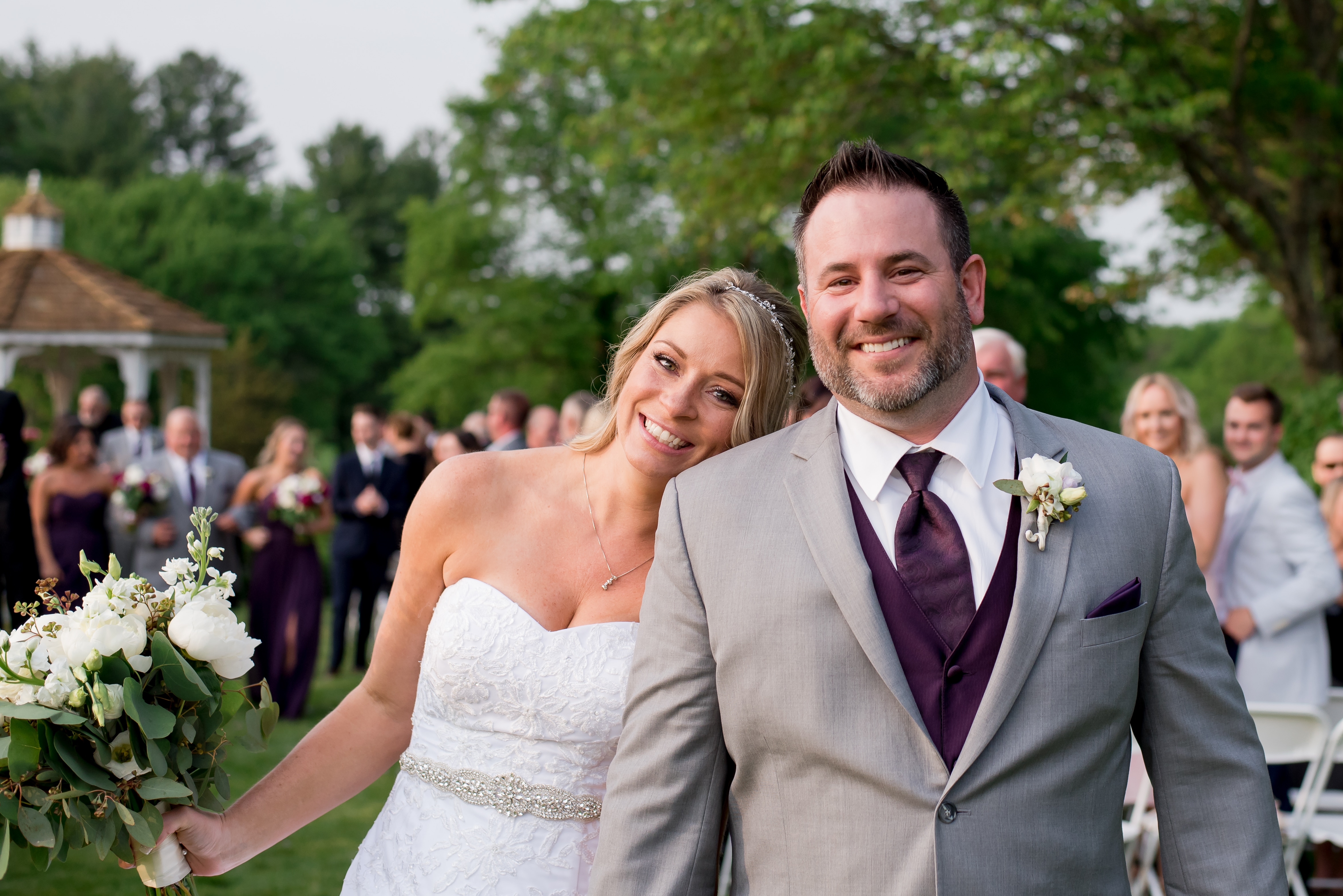 bride and groom just married at blissful meadows golf club
