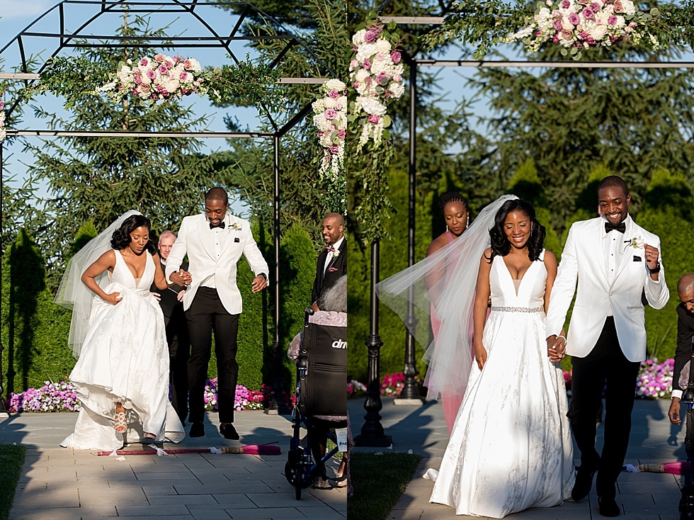 bride and groom jumping the broom