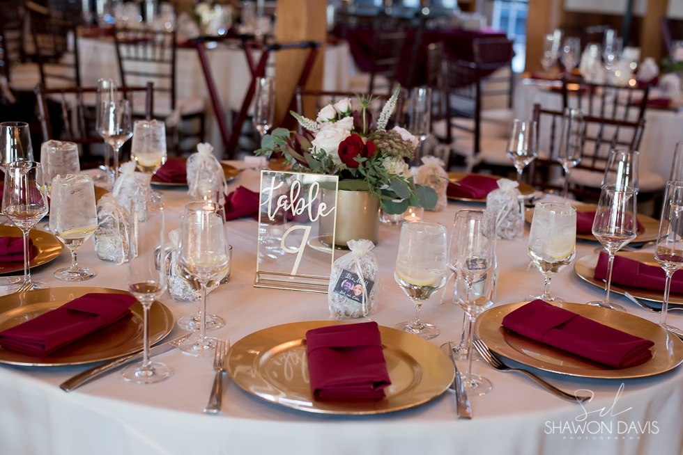 beautiful reception decor at fall wedding at Harrington Farm by Boston Photographer Shawon Davis