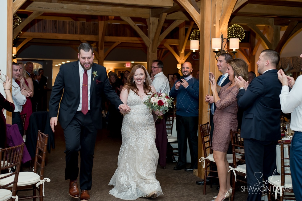 reception in the barn at fall wedding at Harrington Farm by Boston Photographer Shawon Davis