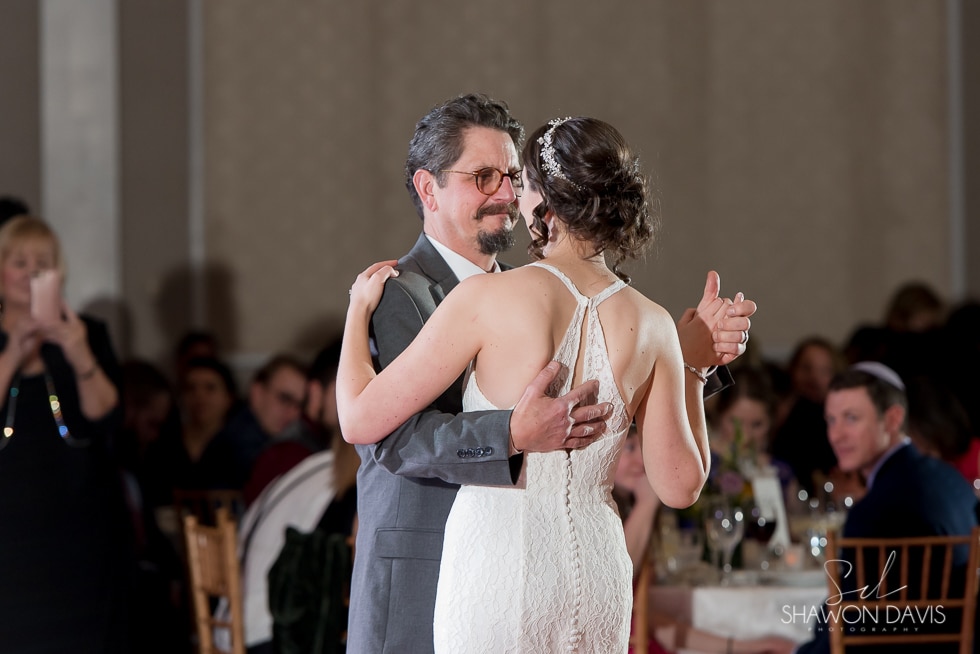 bride and father dance at hyatt regency cambridge hotel wedding 