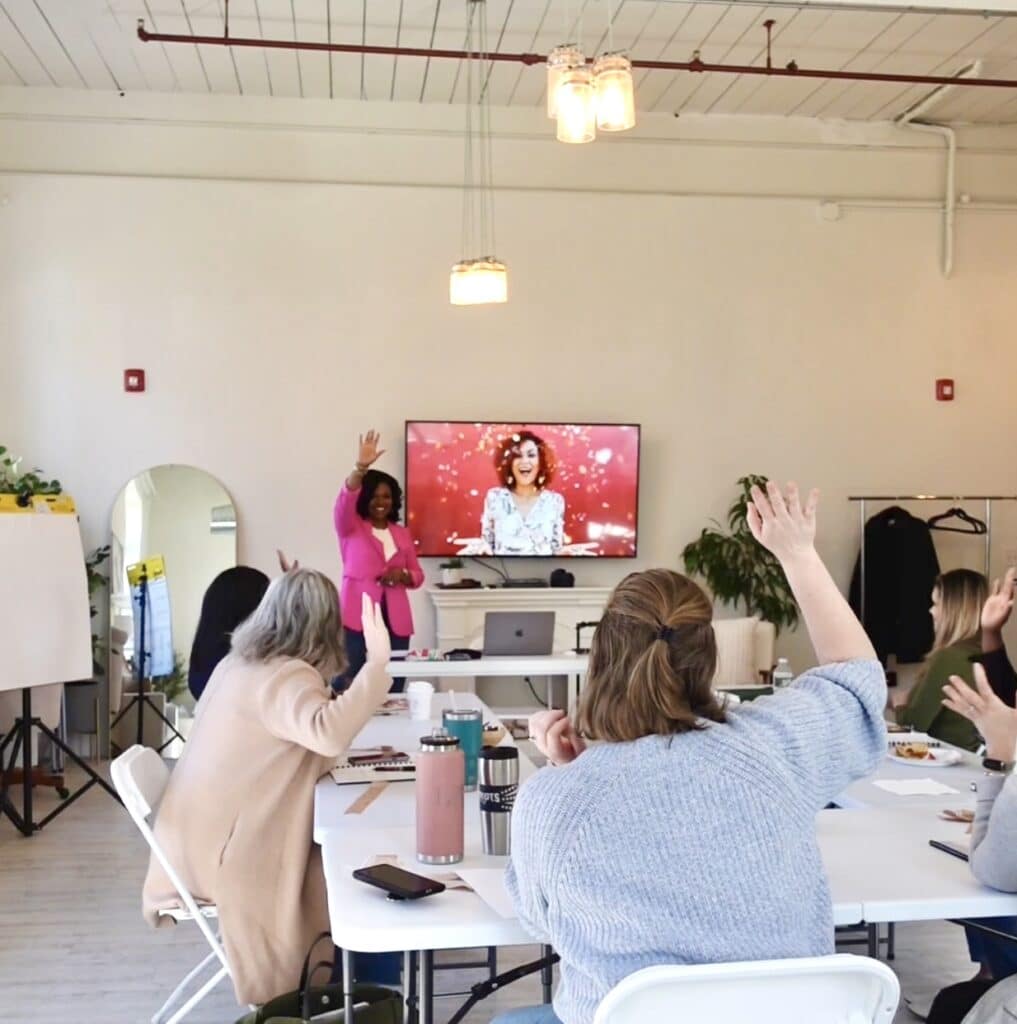 Women entrepreneurs collaborating during the branding workshop at Shawon Davis Studio